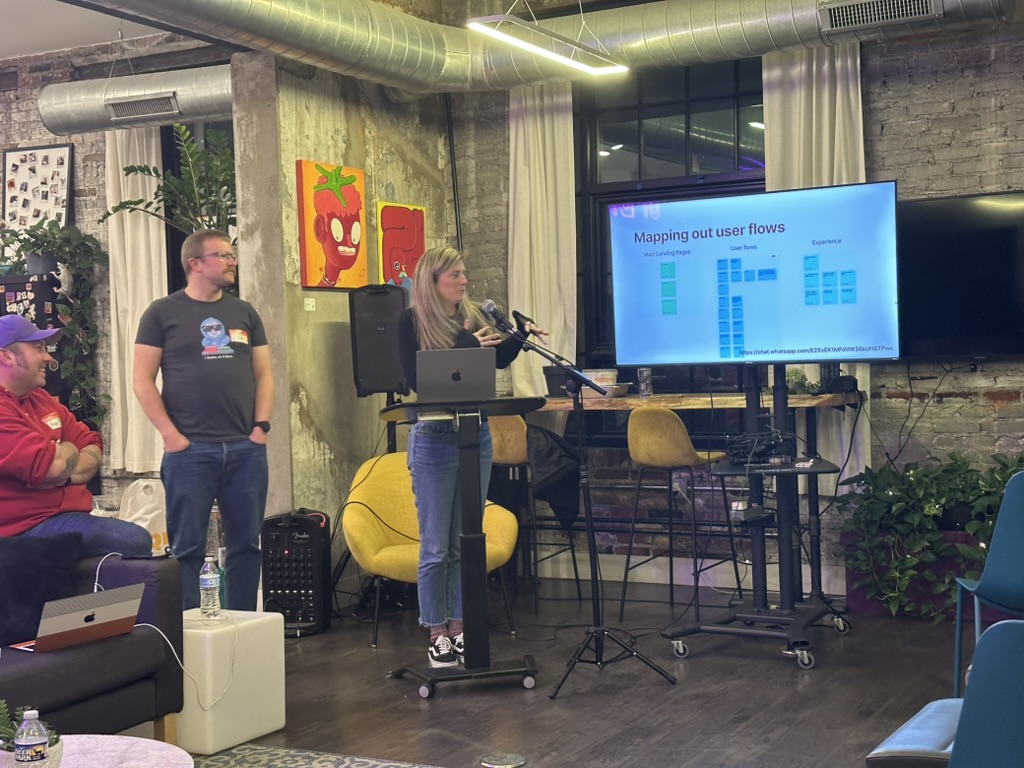 Photo of us giving our presentation